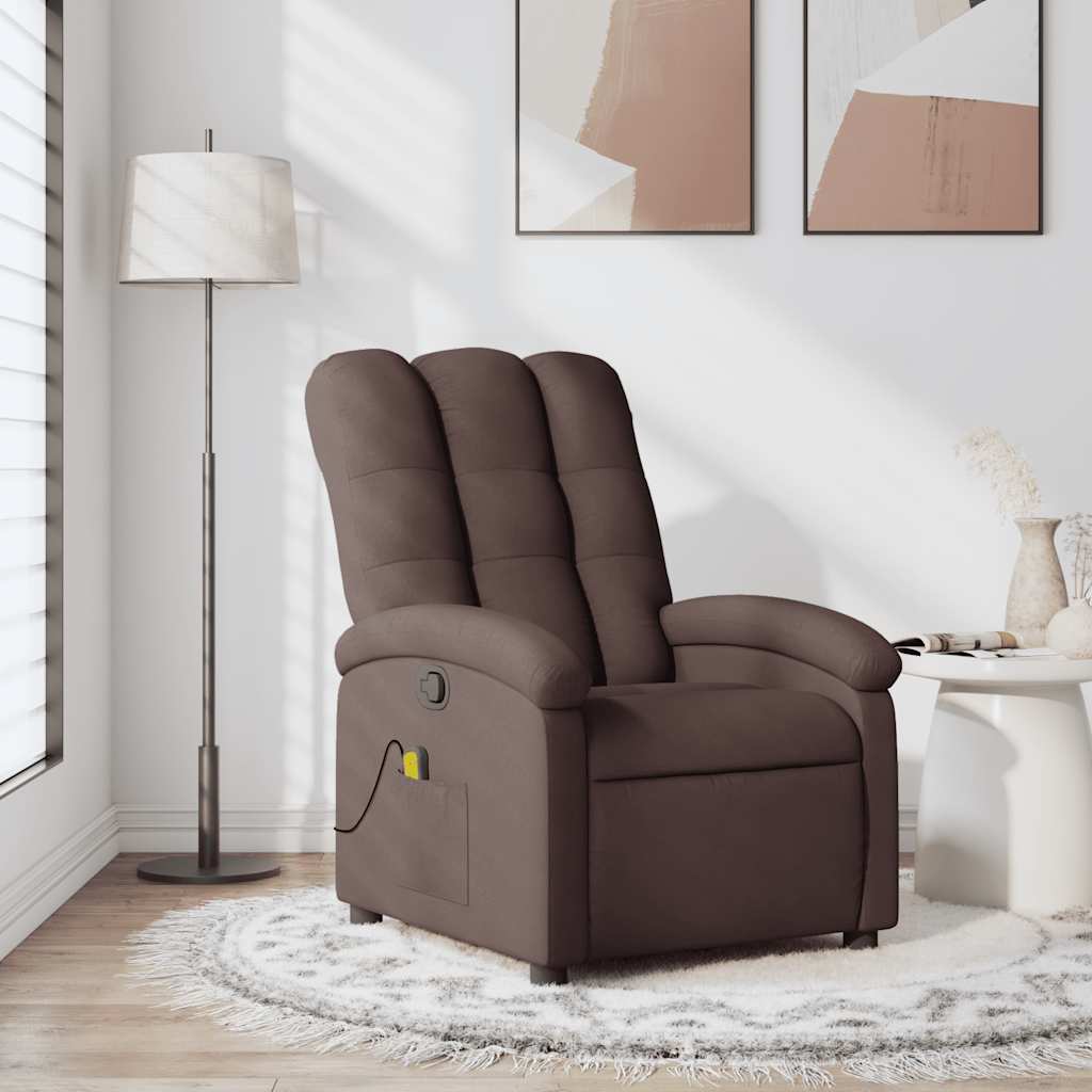 vidaXL Fauteuil de massage, relaxation tissu marron foncé