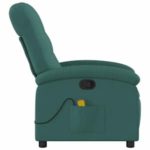 Masážní polohovací křeslo tmavě zelené textil - obrázek 6