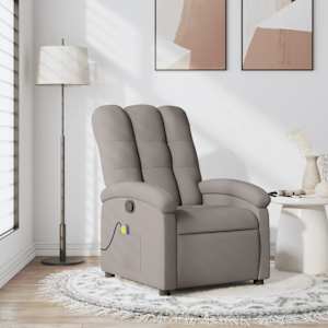 Masážní polohovací křeslo taupe textil - obrázek 1
