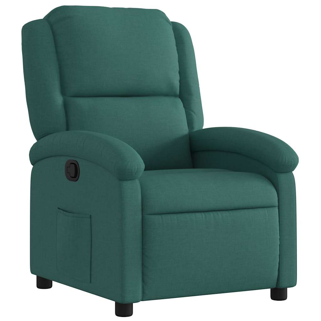vidaXL Polohovací křeslo tmavě zelené textil
