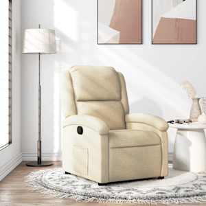 Polohovací křeslo krémové textil - obrázek 1