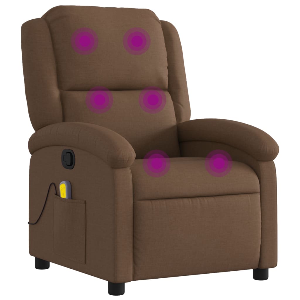 vidaXL Masážní polohovací křeslo hnědé textil