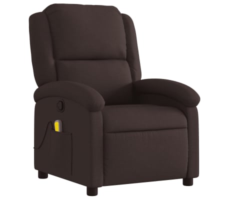 vidaXL Fauteuil de massage inclinable Marron fonc&eacute; Tissu