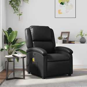 Masažni naslanjač črno umetno usnje