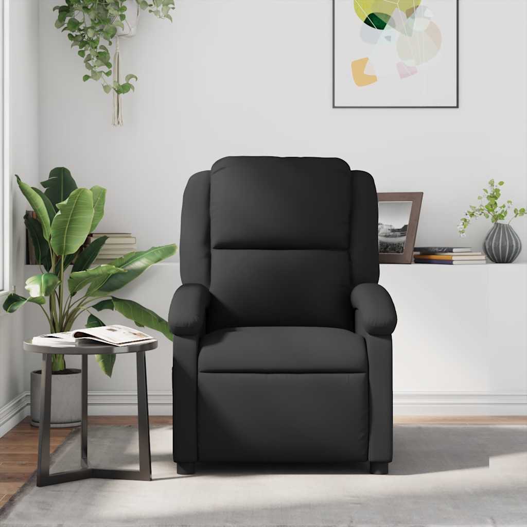 vidaXL Massagestoel echt leer zwart afbeelding