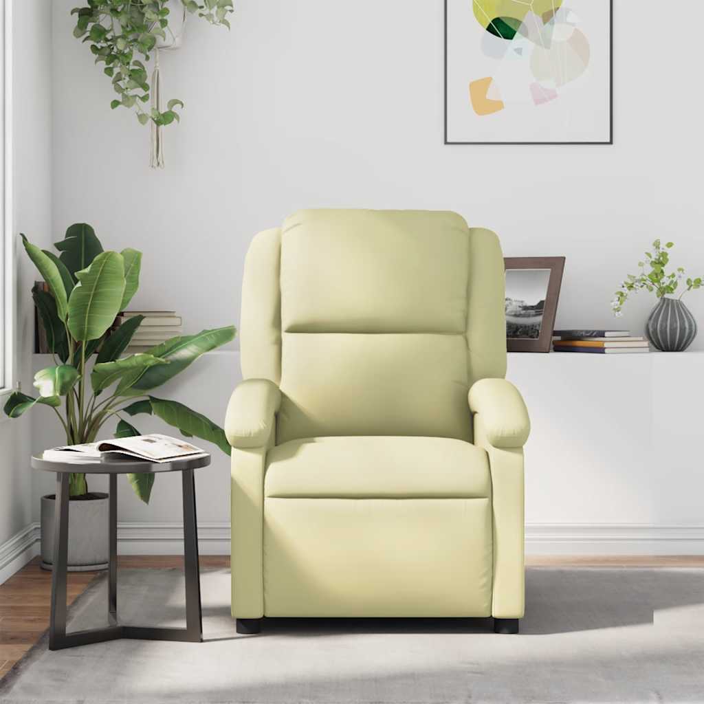 vidaXL Massagestoel echt leer crèmekleurig afbeelding