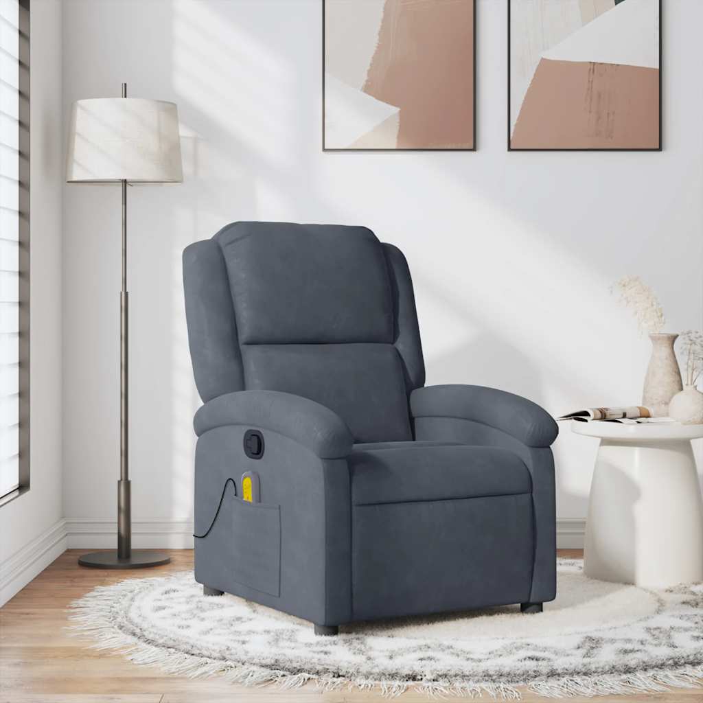 vidaXL Massagesessel Dunkelgrau Samt