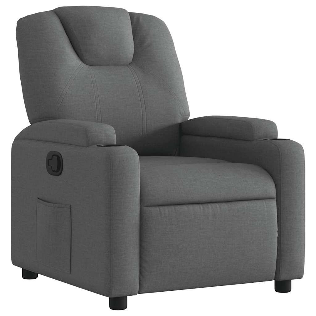 Recliner Chair Dark Grey 100% Polyester, Metal, Plywood