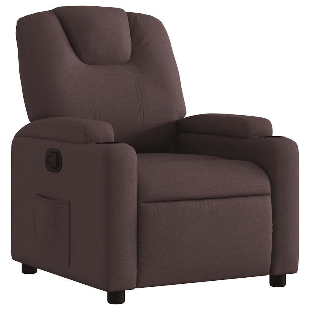 vidaXL Polohovací křeslo tmavě hnědé textil