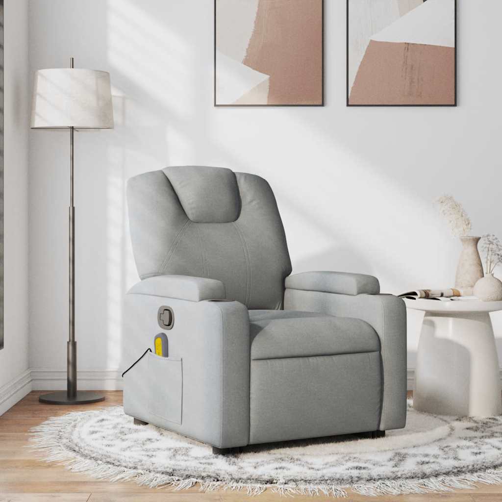 vidaXL Fotoliu de masaj rabatabil, gri deschis, textil