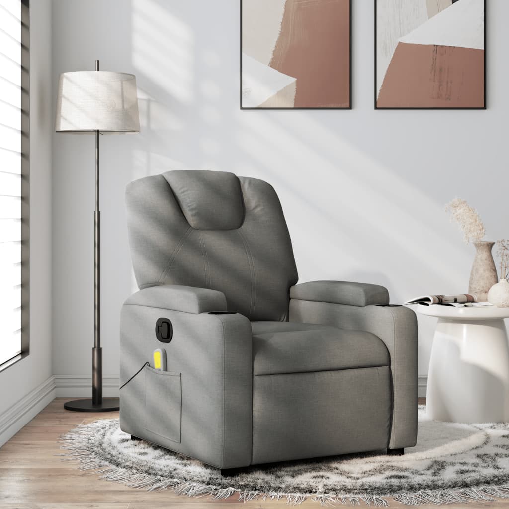 vidaXL Fauteuil de massage inclinable Gris foncé Tissu