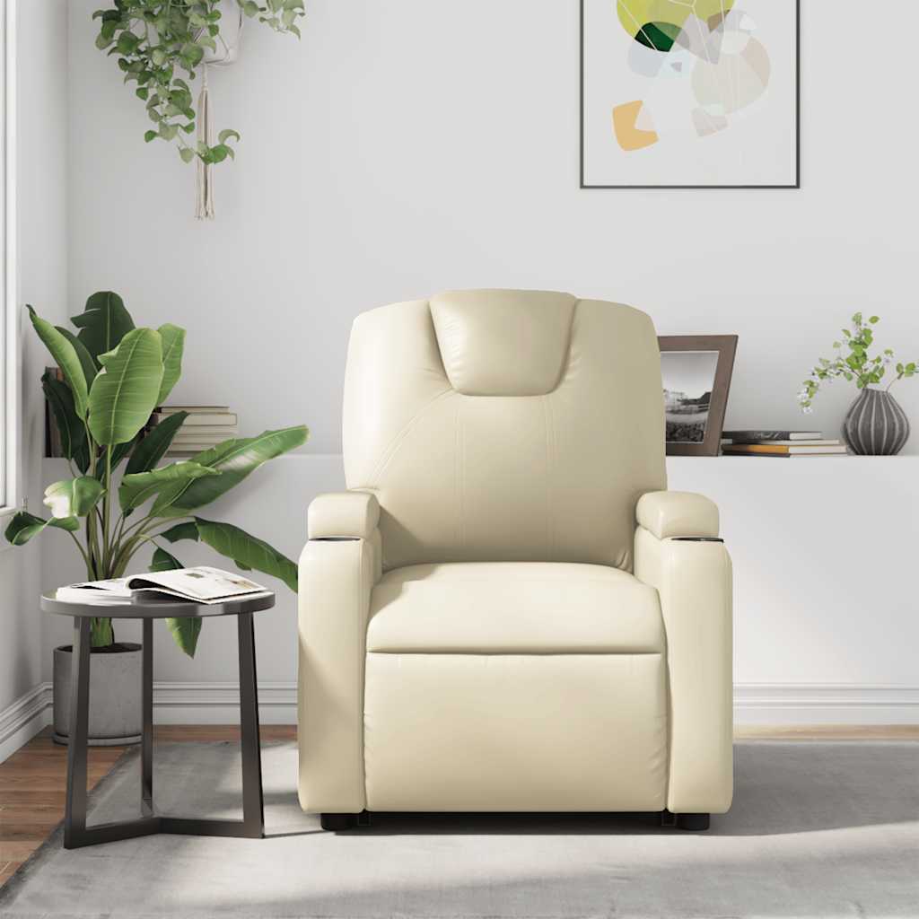 vidaXL Fauteuil verstelbaar kunstleer crèmekleurig afbeelding
