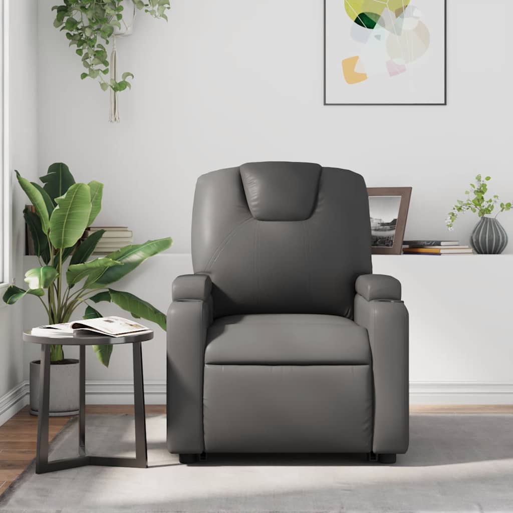 vidaXL Fauteuil verstelbaar kunstleer grijs afbeelding