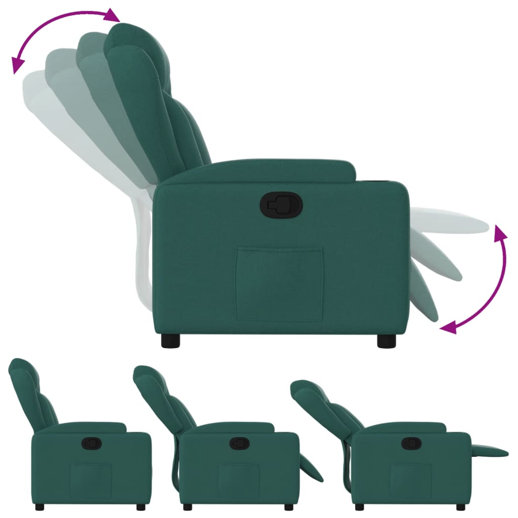 vidaXL Fauteuil verstelbaar stof donkergroen groen, foto 4