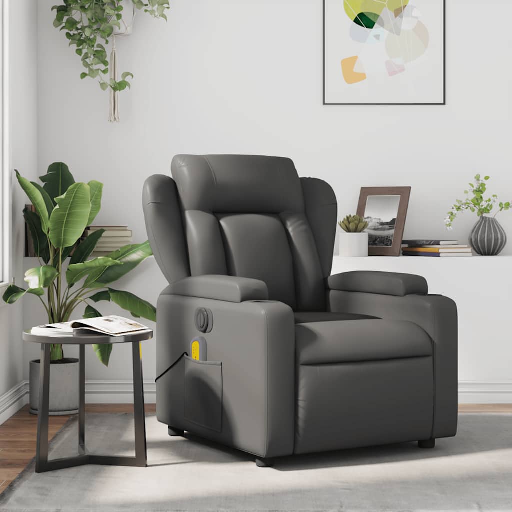 vidaXL Massagesessel Grau Kunstleder