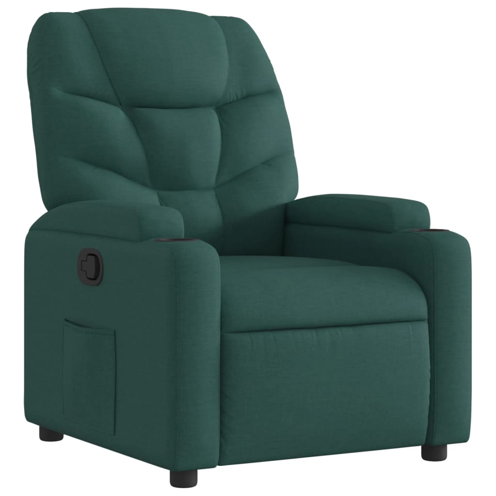 vidaXL Polohovací křeslo tmavě zelené textil