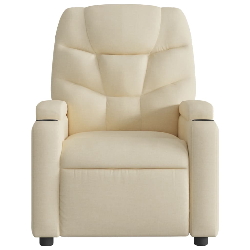 vidaXL Fauteuil verstelbaar stof crèmekleurig afbeelding
