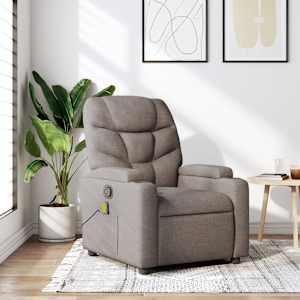 Masážní polohovací křeslo taupe textil - obrázek 1