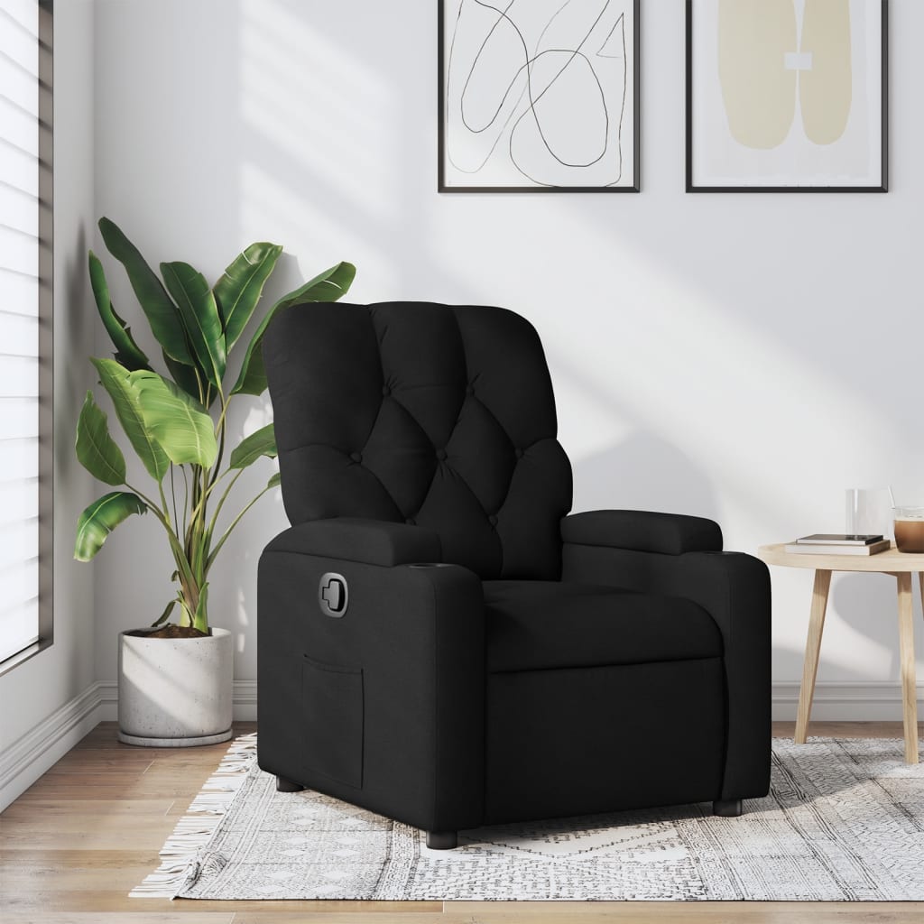 vidaXL Fotoliu rabatabil, negru, material textil