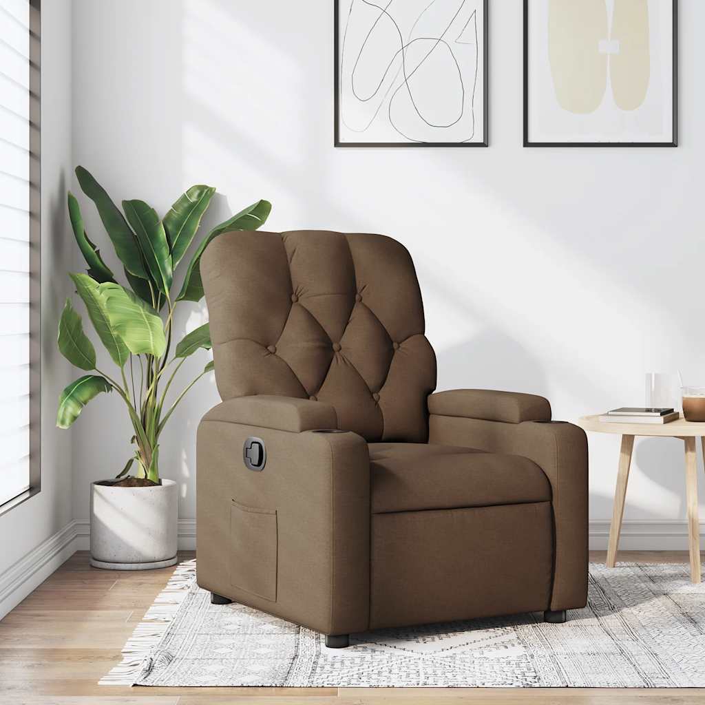 vidaXL Fotoliu rabatabil, maro, material textil