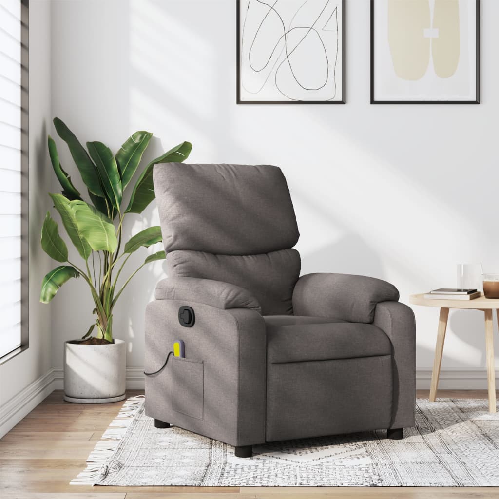 vidaXL Fauteuil de massage inclinable Taupe Tissu