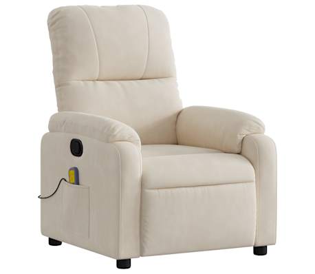 vidaXL Fotoliu de masaj rabatabil, bej, microfibră