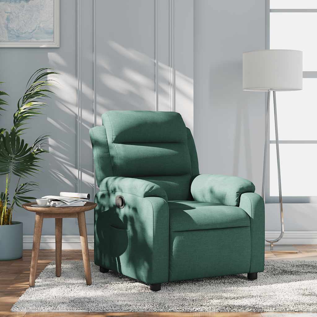 vidaXL Fotoliu rabatabil, verde închis, material textil