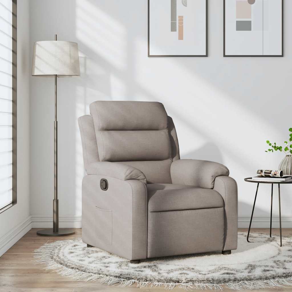 vidaXL Fotoliu rabatabil, gri taupe, material textil