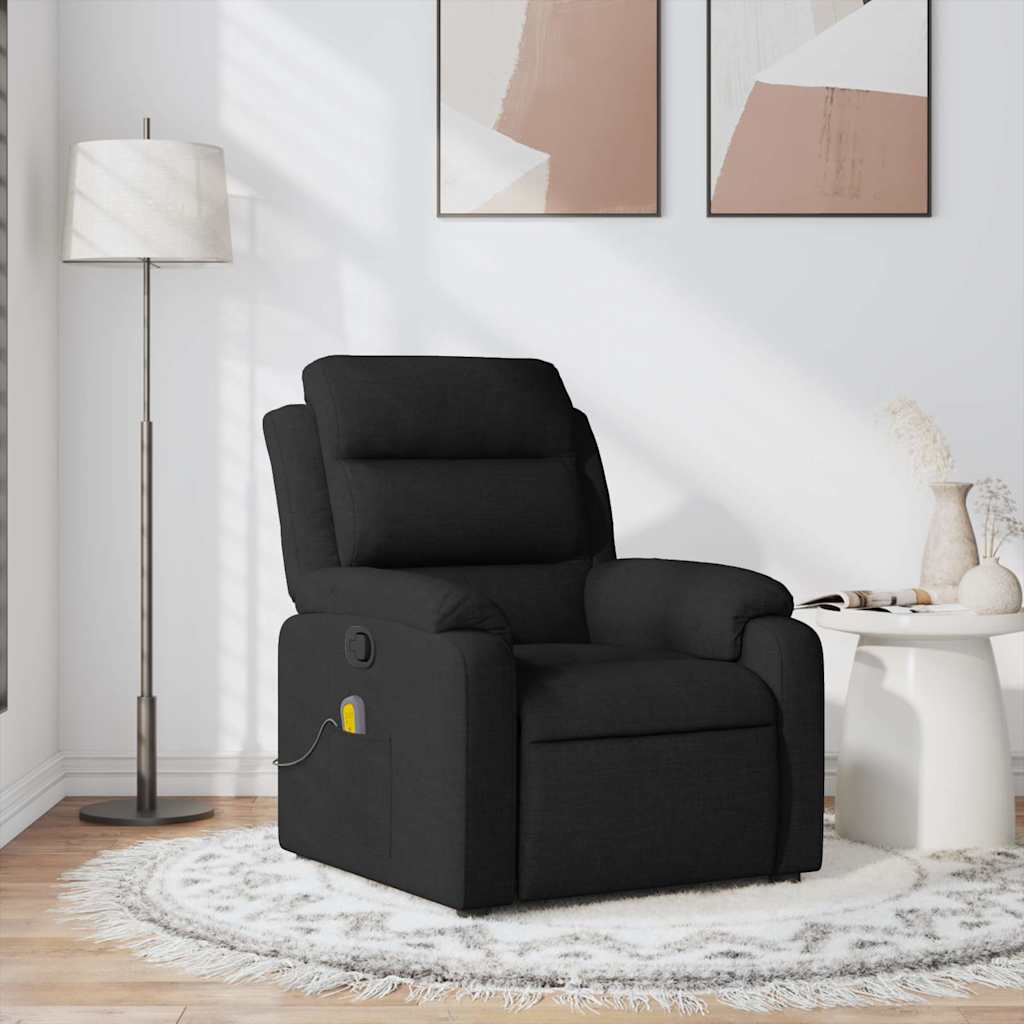 vidaXL Fotoliu de masaj rabatabil, negru, material textil