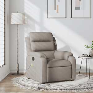 Masážní polohovací křeslo taupe textil - obrázek 1