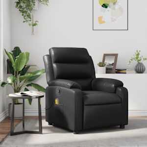 Masažni naslanjač črno umetno usnje