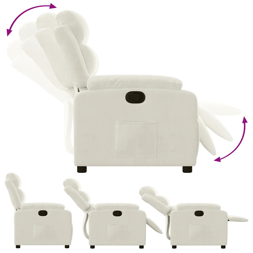 vidaXL Fauteuil verstelbaar fluweel crèmekleurig, foto 4