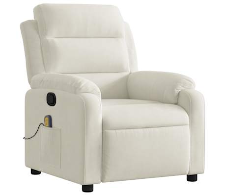 vidaXL Fauteuil de massage inclinable cr&egrave;me velours