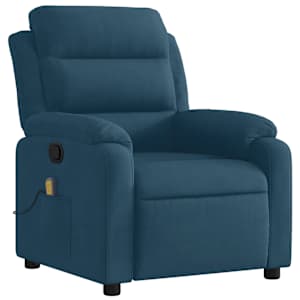 vidaXL Fauteuil inclinable de massage bleu velours