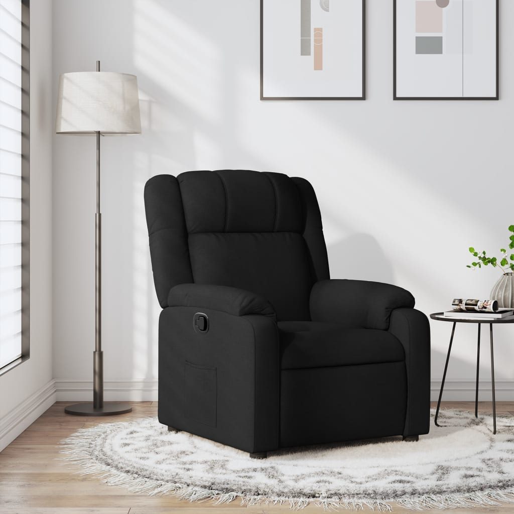 vidaXL Fotoliu rabatabil, negru, material textil