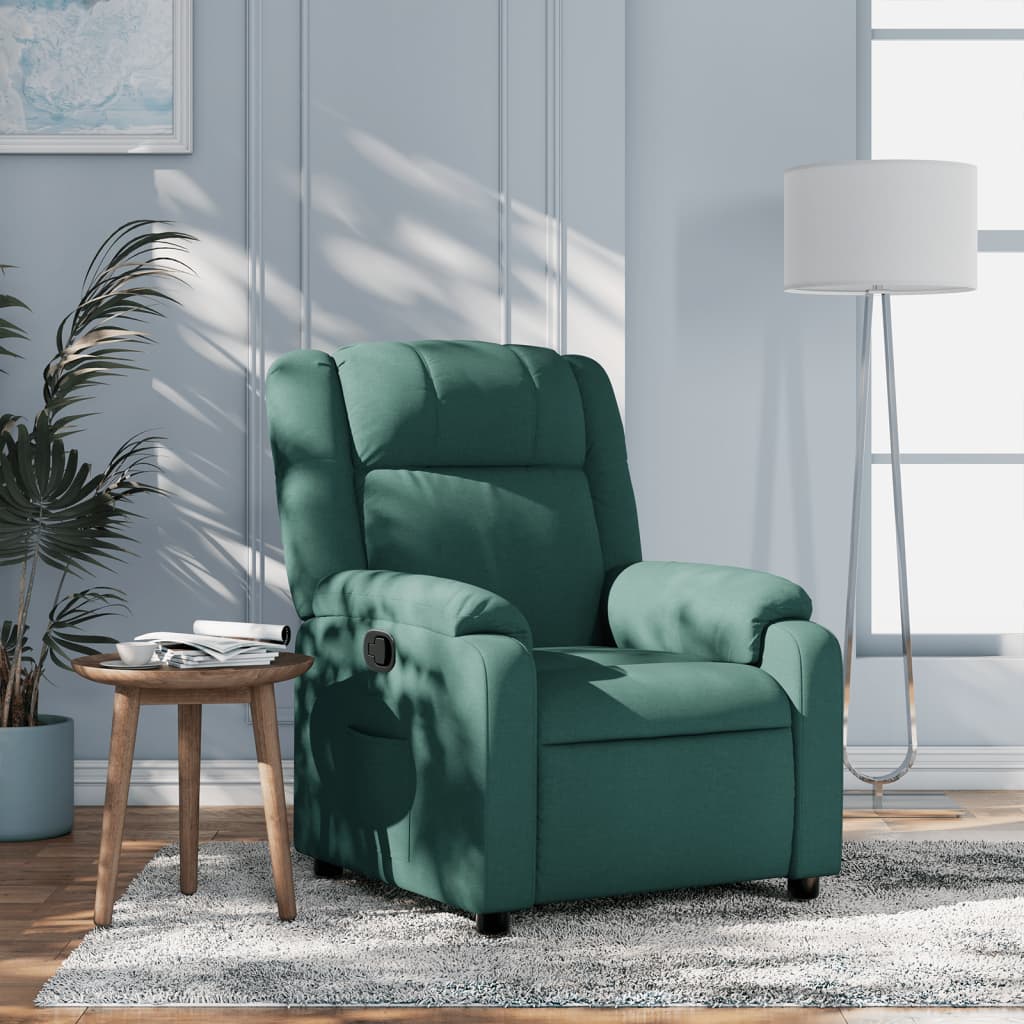 vidaXL Fotoliu rabatabil, verde închis, material textil