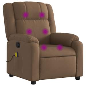 Masážní polohovací křeslo hnědé textil - obrázek 2