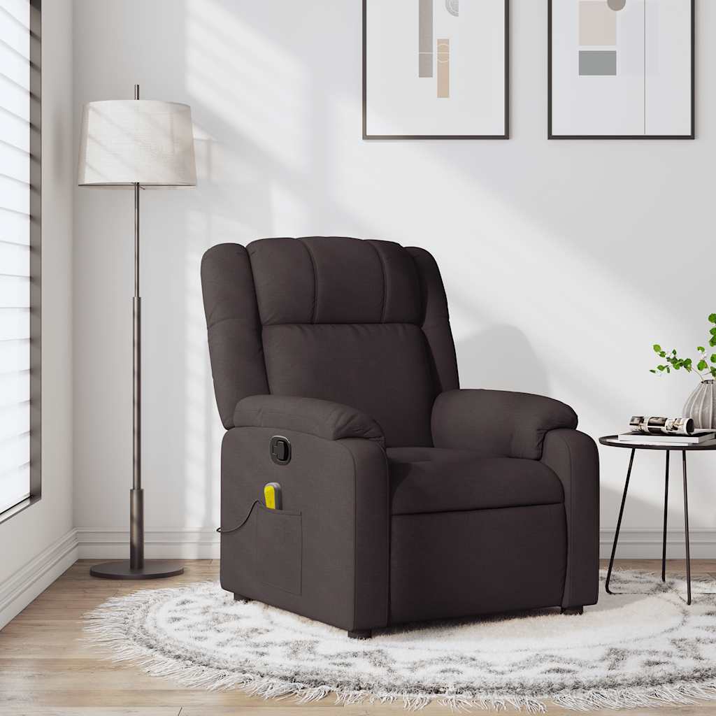 vidaXL Fotoliu de masaj rabatabil, maro închis, material textil