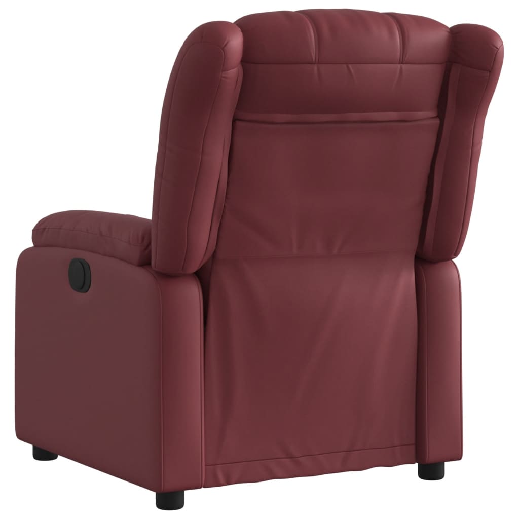 vidaXL Sillón reclinable de cuero sintético rojo tinto