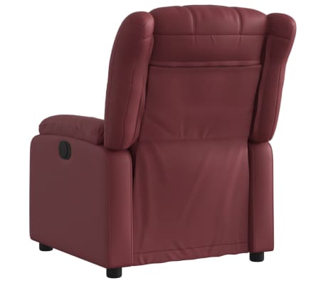 vidaXL Sillón reclinable de cuero sintético rojo tinto