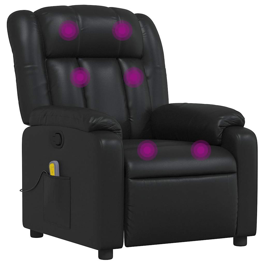 vidaXL Massage Recliner Chair Black Faux Leather