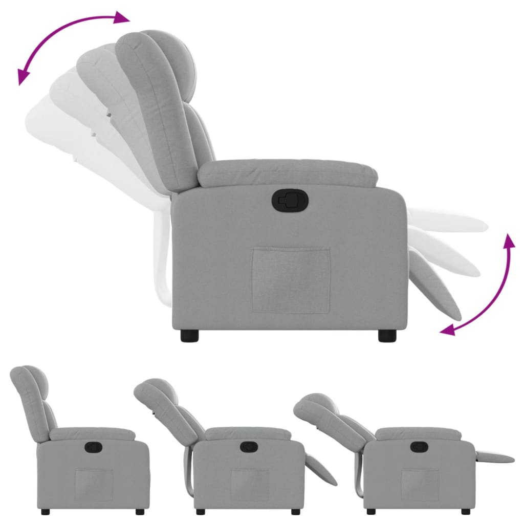 vidaXL Fauteuil verstelbaar stof lichtgrijs grijs, foto 4