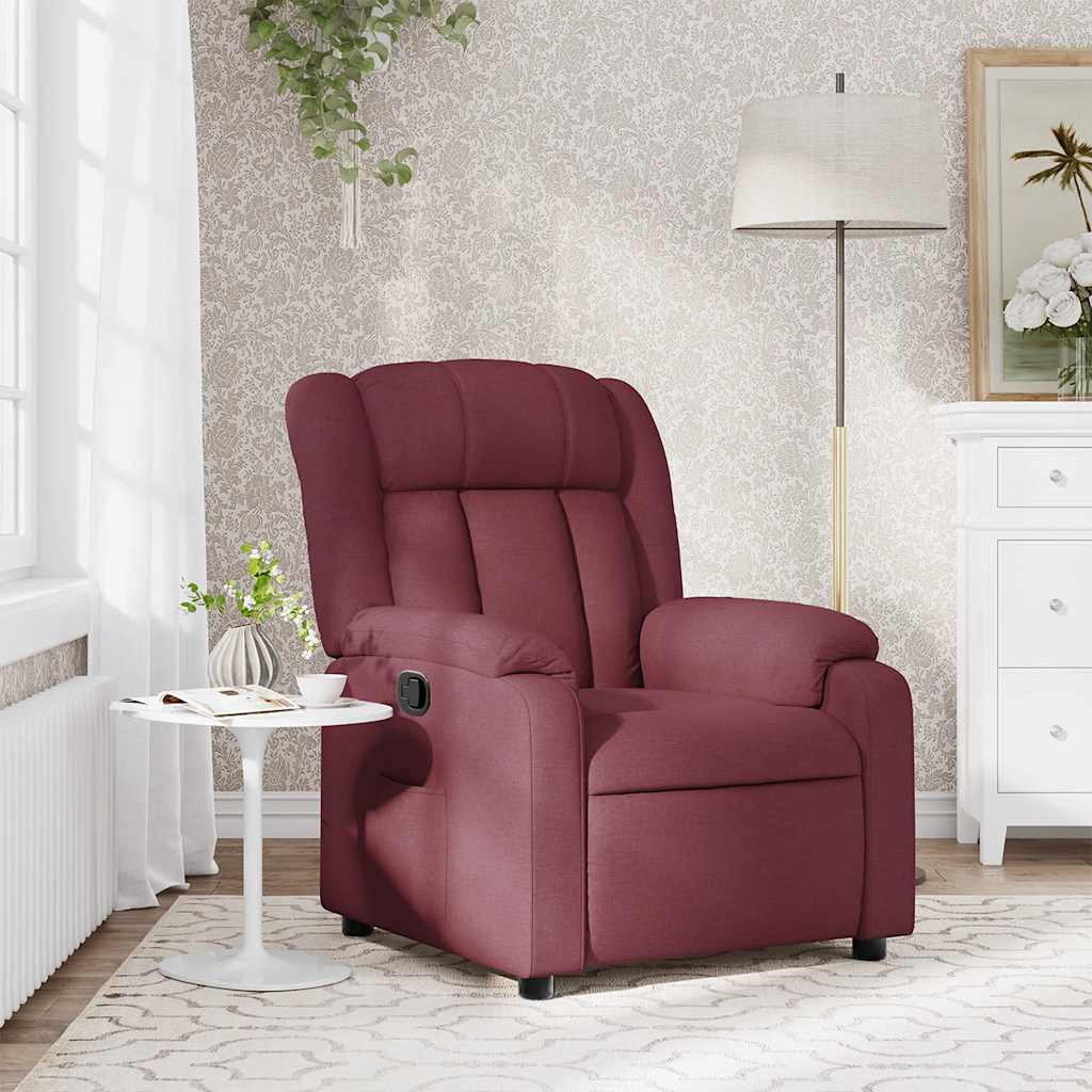 vidaXL Fotoliu rabatabil, roșu vin, material textil