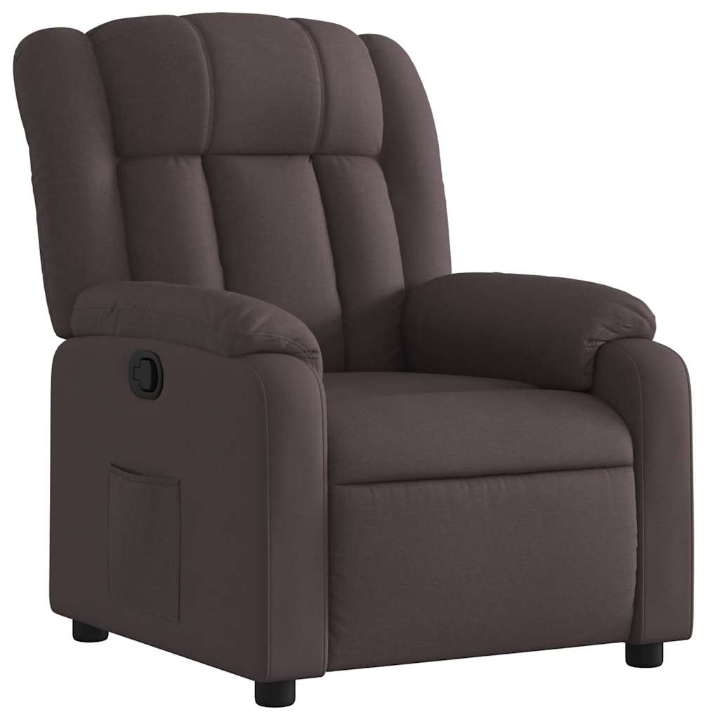 vidaXL Polohovací křeslo tmavě hnědé textil