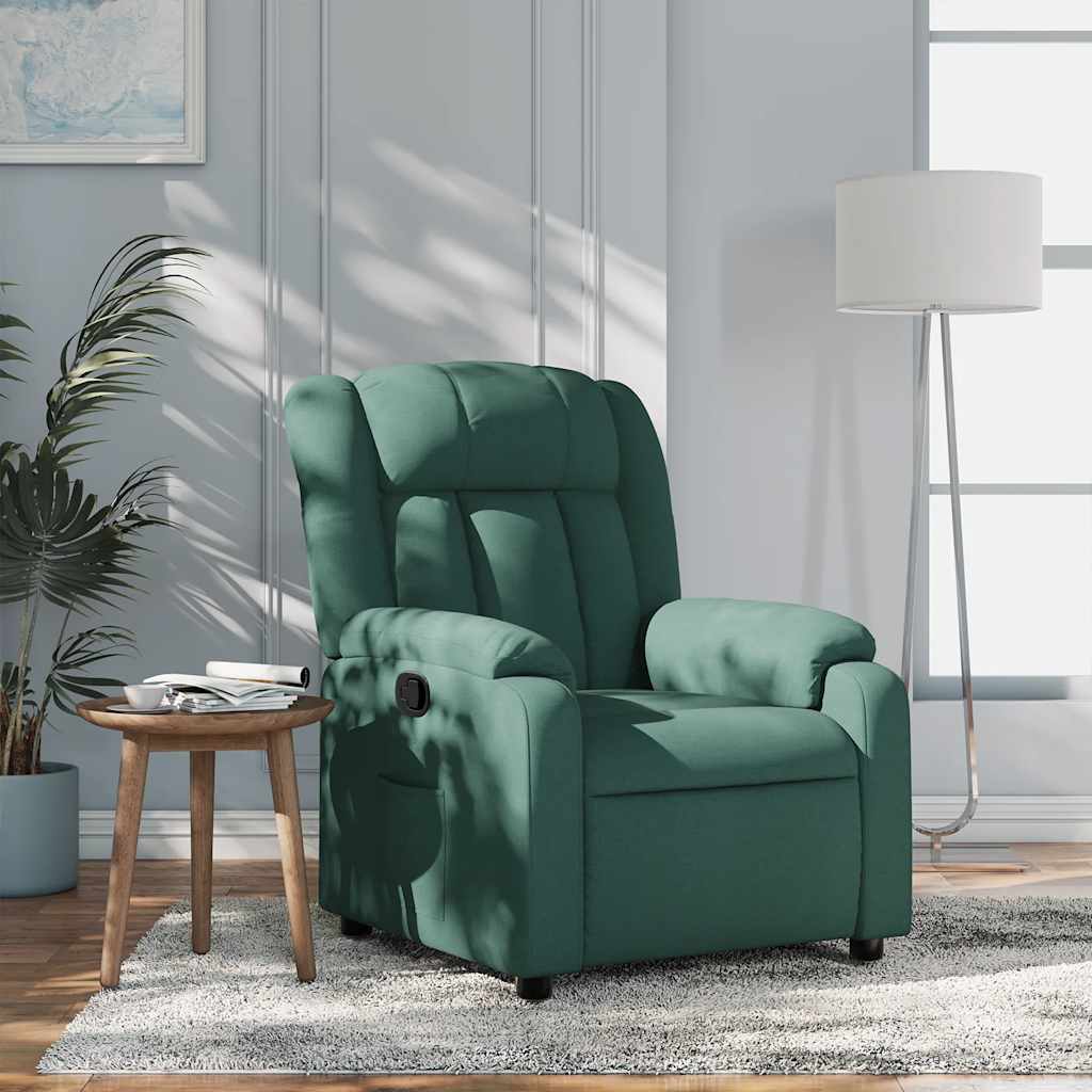 vidaXL Fotoliu rabatabil, verde închis, material textil