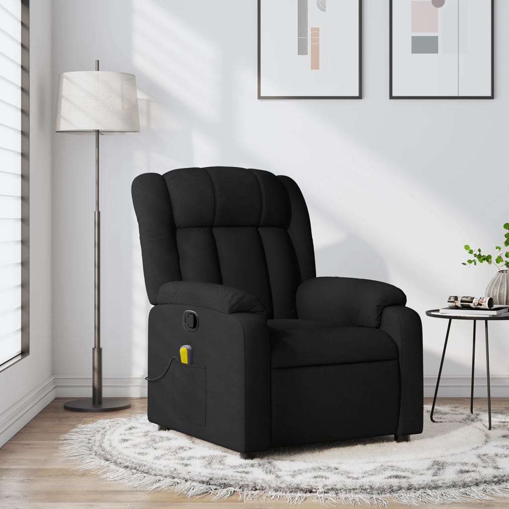 vidaXL Massage Recliner Chair Black Fabric