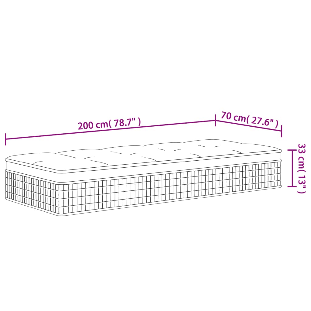 Saltea cu arcuri buzunar vidaXL, Spuma, fermitate medie, 70x200 cm, 16.05 Kg 1 8721012205291 g en hd 8