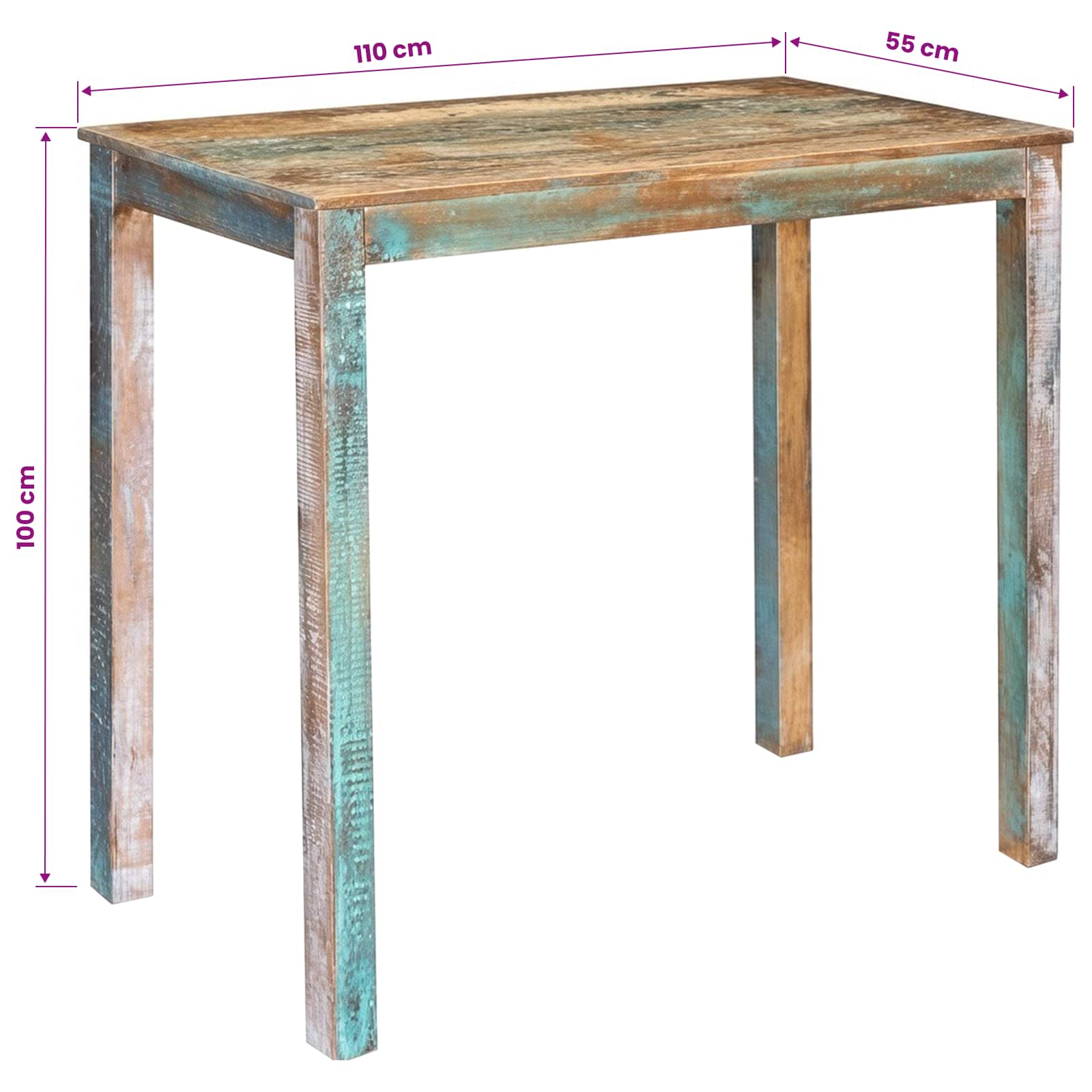 Barska miza 110 x 55 x 100 cm Trden recikliran les večbarvno