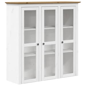 vidaXL Ντουλάπι BODO Λευκό/Καφέ 115,5x43x200,5 εκ. Μασίφ Ξύλο Πεύκου