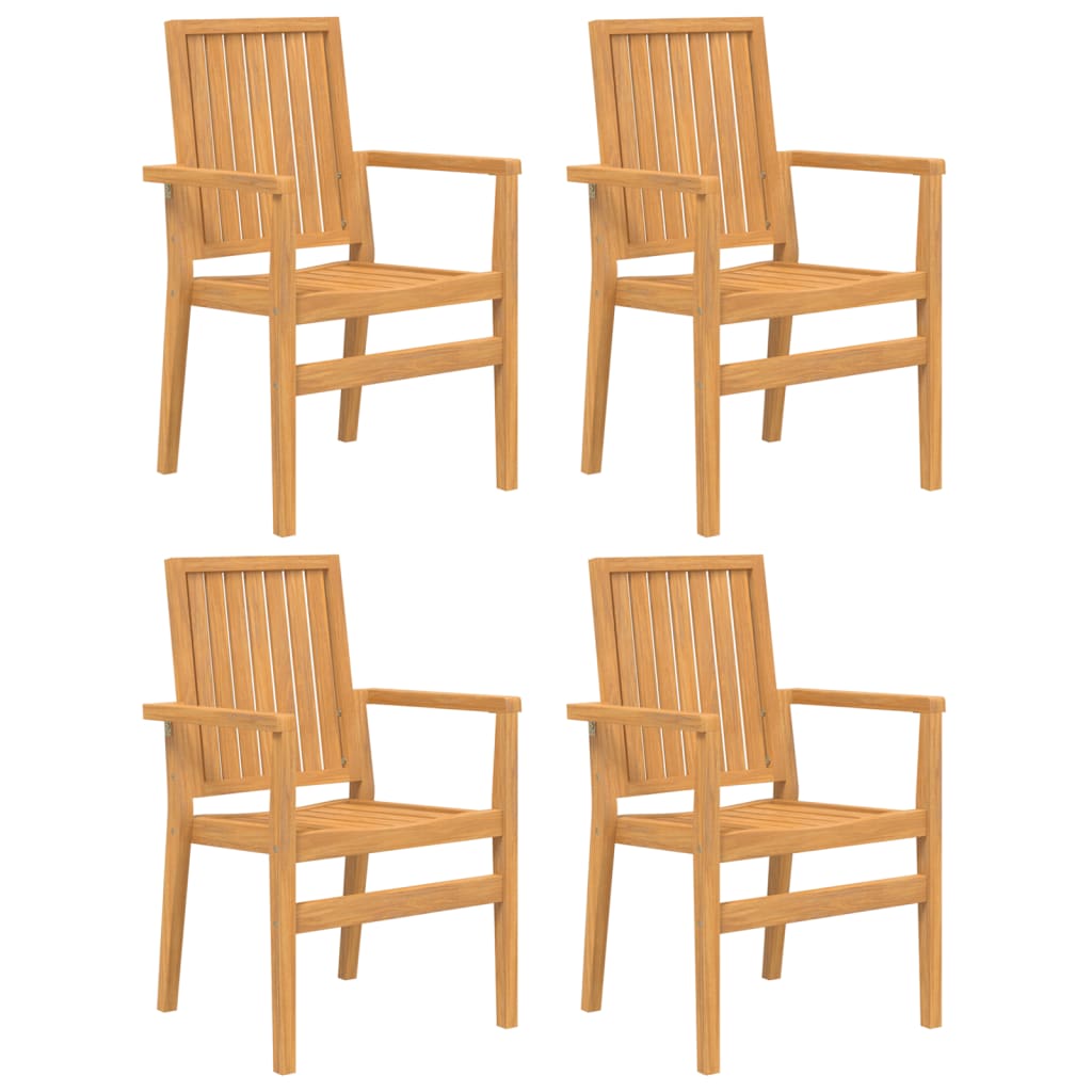 vidaXL Tuinstoelen stapelbaar 4 st 56,5x57,5x91 cm massief teakhout